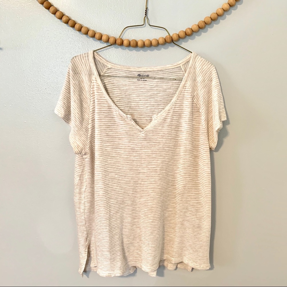 Madewell Beige White Striped T-shirt
